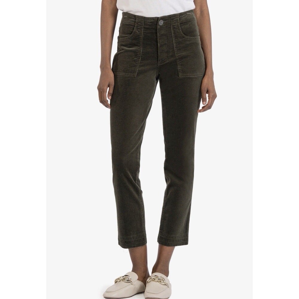 Kut From The Kloth Reese High Waist Ankle Slim Straight Leg Corduroy Pants Sz 8